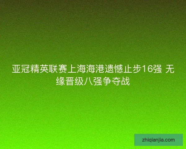 亚冠精英联赛上海海港遗憾止步16强 无缘晋级八强争夺战